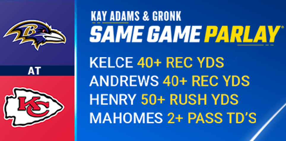 Kay Adams and Gronk FanDuel Same Game Parlay for Ravens vs. Chiefs on 9/5/24