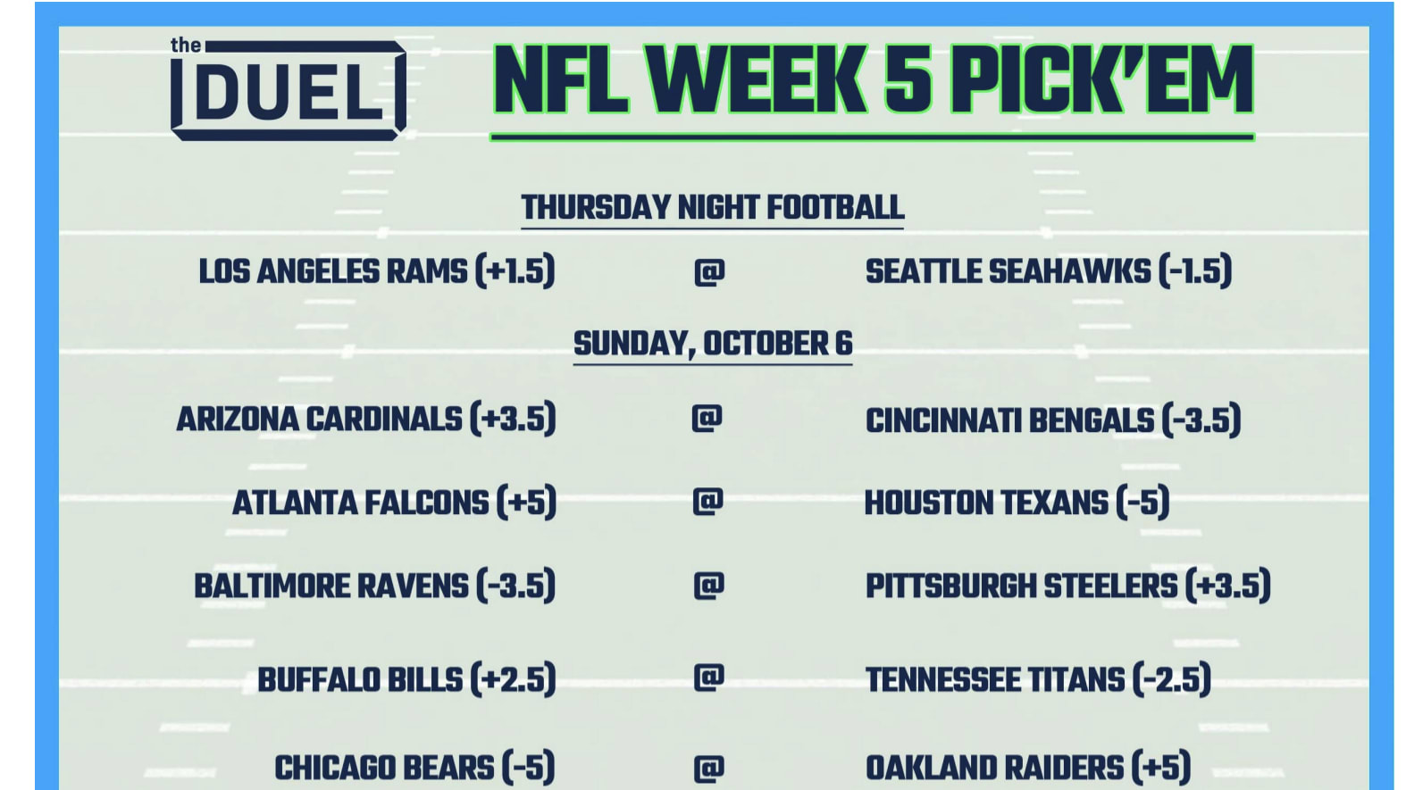 NFL Week 3 Pick'em Against the Spread Sheets - Printable