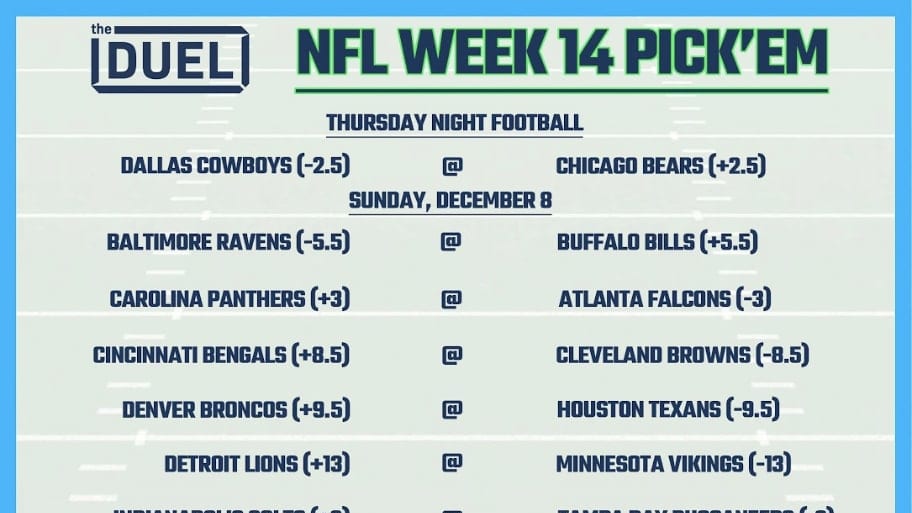 Printable NFL Weekly Pick 'Em Sheets for Week 14