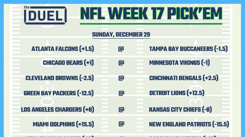 Printable NFL Weekly Pick 'Em Sheets for Week 17